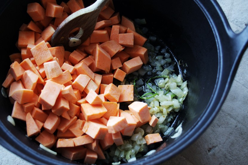 Sweet potatoes and onions